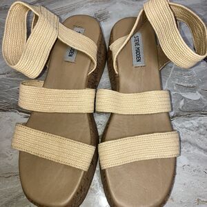 Steve‎ Madden Women’s Size 9 M Sandals Platform Bandi Wedge Elastic Ankle Strap
